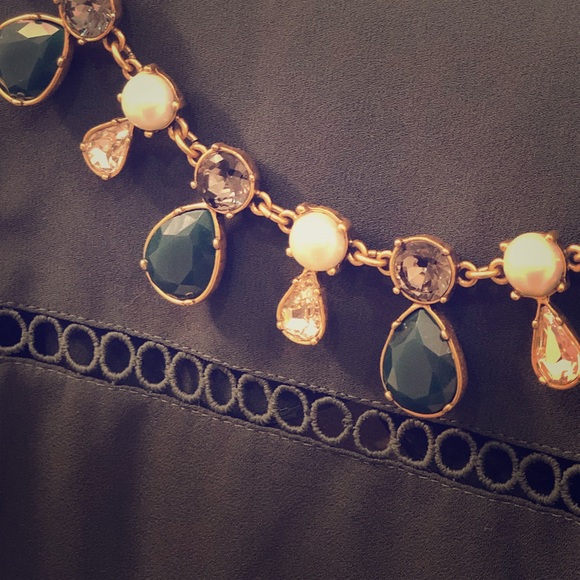 Emerald, Gray Diamond, and Pearl JCrew Necklace - Picture 4 of 8
